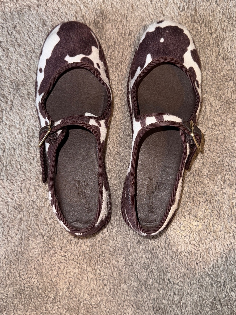 Brown & White Cow Print Mary Jane Shoes